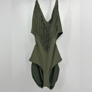 Forever 21 Khaki Fringe One Piece Swimsuit